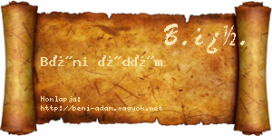 Béni Ádám névjegykártya