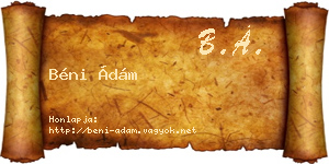 Béni Ádám névjegykártya